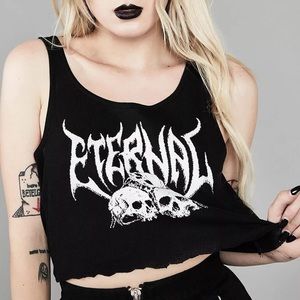 🐚 skull black eternal gothic tank crop top 🐚